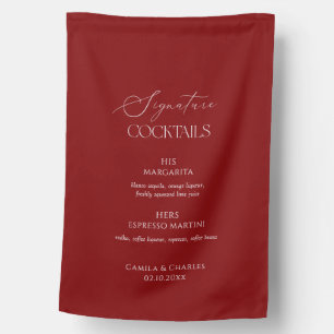 Burgundy Wedding Signature Cocktails Fabric Sign