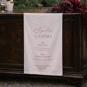 Burgundy Wedding Signature Cocktails Fabric Sign