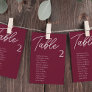 Burgundy Wedding Table Seating Chart Cards