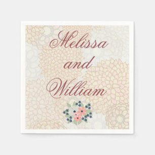 Burgundy Wedding Text Light Floral Paper Napkins