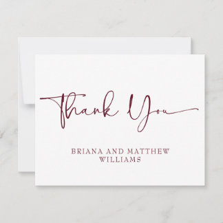 Burgundy Wedding Thank You Card 
