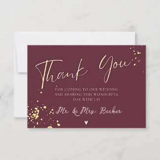 Burgundy wedding thank you cards