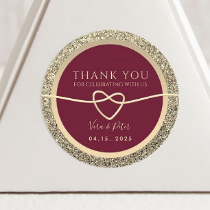 Burgundy Wedding Thank You Favor Classic Round Sticker