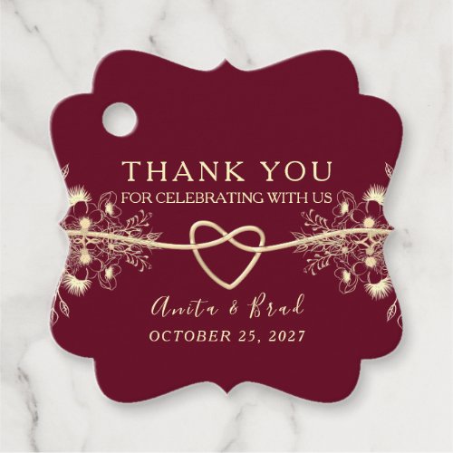 Burgundy Wedding Thank You Favor Tags