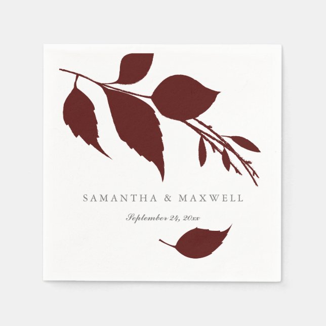 Burgundy Wedding Theme Custom Cocktail Napkins (Front)