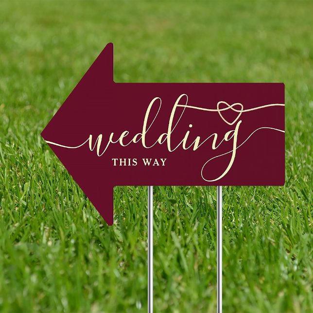 Burgundy Wedding This Way Arrow Sign (Creator Uploaded)