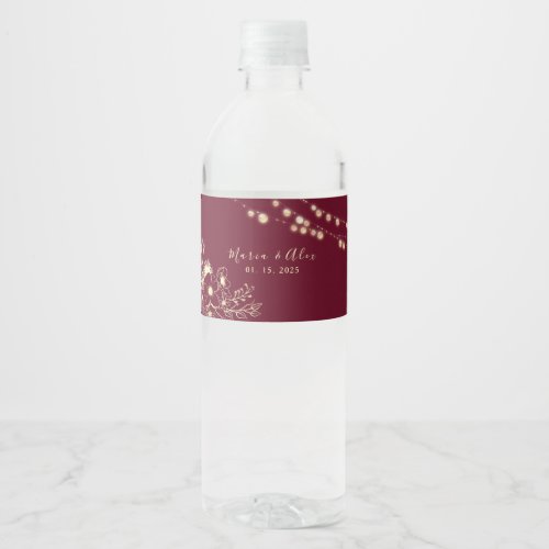 Burgundy Wedding Water Bottle Label