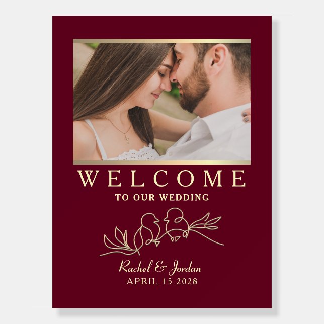 Burgundy Wedding Welcome Foam Board (Front)