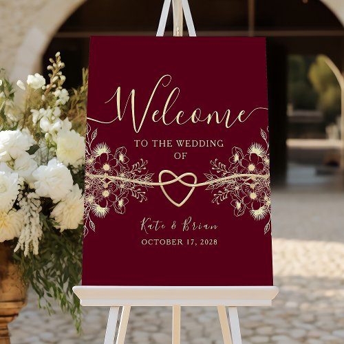 Burgundy Wedding Welcome Poster