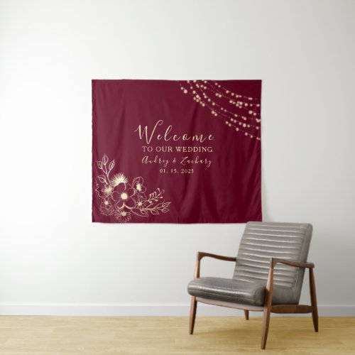 Burgundy Wedding Welcome Tapestry