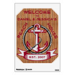 Burgundy Welcome Anchor On Natural Planks Sign Wall Sticker at Zazzle
