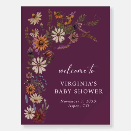 Burgundy Welcome Baby Shower Sign