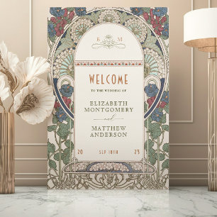 Burgundy Welcome Sign Wedding Vintage Art Nouveau