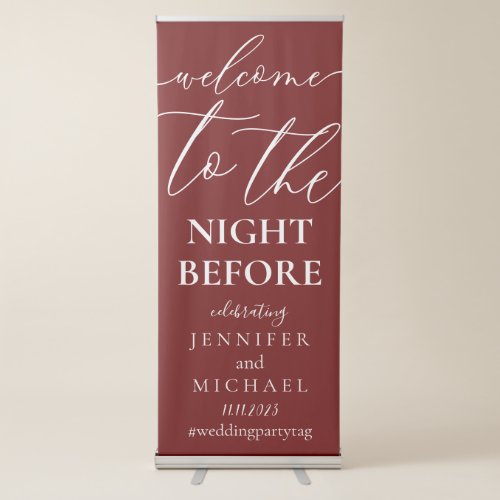 Burgundy Welcome to the wedding rehearsal dinner Retractable Banner