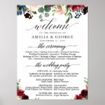Burgundy welcome wedding program sign<br><div class="desc">This is a beautiful portrait poster welcome wedding program sign featuring burgundy and gold frame and script text.</div>
