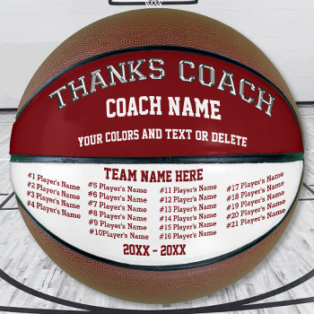 Burgundy White All Player's  Basketball For Coach by LittleLindaPinda at Zazzle