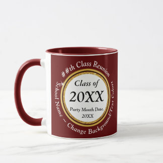 Burgundy, White and Black, Class Reunion Mugs