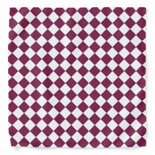 Burgundy White Checker Diamond Pattern Bandana