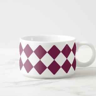 Burgundy White Checker Diamond Pattern Chili Bowl