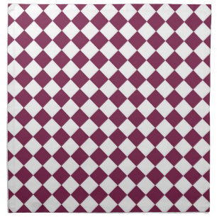 Burgundy White Checker Diamond Pattern Cloth Napkin