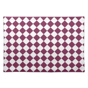 Burgundy White Checker Diamond Pattern Cloth Placemat