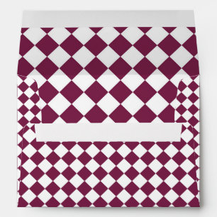 Burgundy White Checker Diamond Pattern Envelope