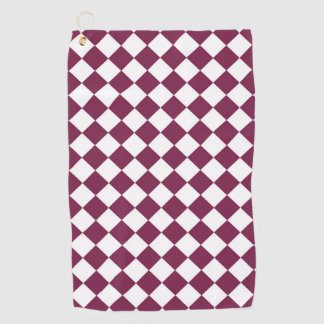 Burgundy White Checker Diamond Pattern Golf Towel