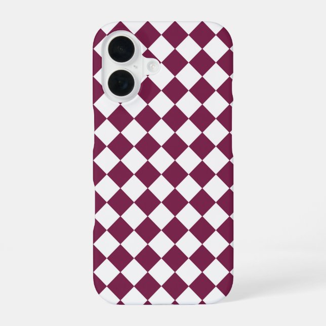 Burgundy White Checker Diamond Pattern Iphone Case (Back)