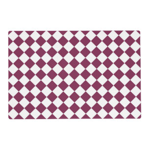 Burgundy White Checker Diamond Pattern Laminated Placemat