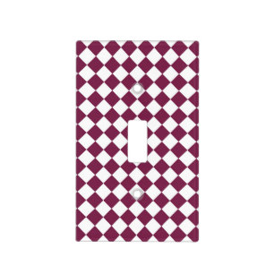 Burgundy White Checker Diamond Pattern Light Switch Cover