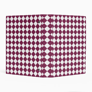 Burgundy White Checker Diamond Pattern Mini Binder