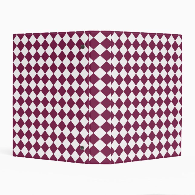 Burgundy White Checker Diamond Pattern Mini Binder (Background)
