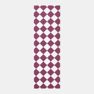 Burgundy White Checker Diamond Pattern Outdoor Rug