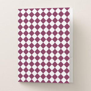 Burgundy White Checker Diamond Pattern Pocket Folder