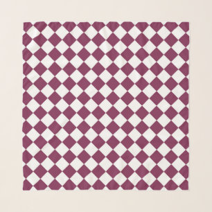 Burgundy White Checker Diamond Pattern Scarf