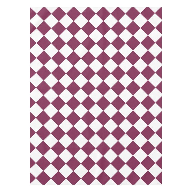 Burgundy White Checker Diamond Pattern Tablecloth (Front)