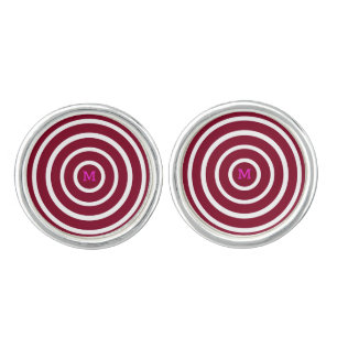 burgundy white circles Pair of Cufflinks