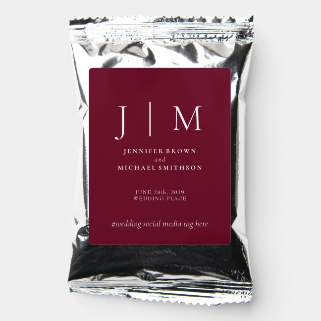 Burgundy White Collection Classic Simple Wedding Coffee Drink Mix