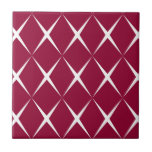 Burgundy White Diamond Pattern Tile at Zazzle