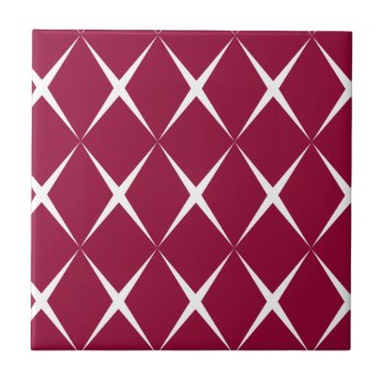 Burgundy White Diamond Pattern Tile by SimplyChicHome at Zazzle