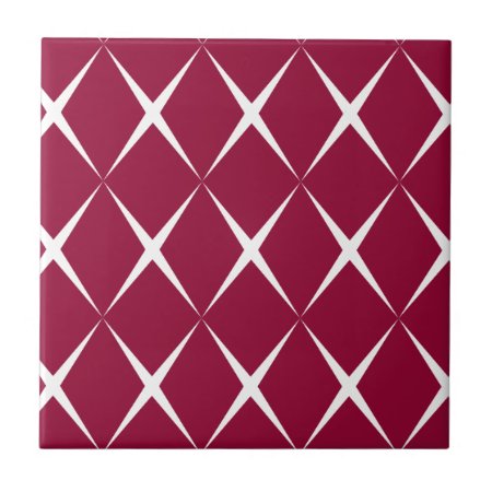 Burgundy White Diamond Pattern Tile