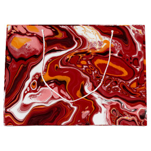 Burgundy White Digital Fluid Art Large Gift Bag