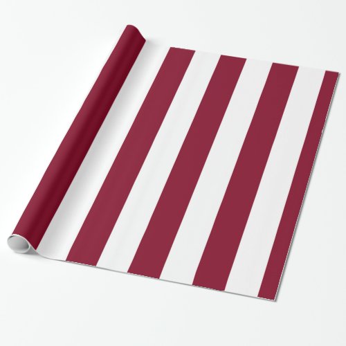 Burgundy White Extra Large Stripe Pattern Wrapping Paper