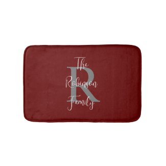 Burgundy White Family Name Classic Monogrammed 