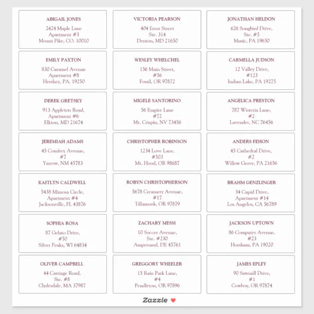 Burgundy White Floral Wedding Guest Address Labels | Zazzle