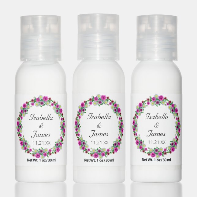 Burgundy & white floral wreath Wedding favor Hand Lotion (Set)