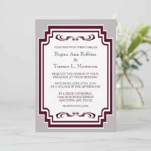 Burgundy White Gray Formal Invitation