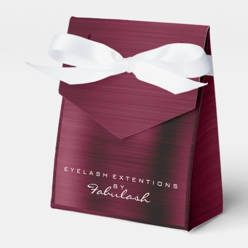 Burgundy White Metallic Name Branding Beauty Salon Favor Boxes