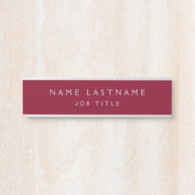Burgundy White Modern Elegant Professional Classy Door Sign (Front)