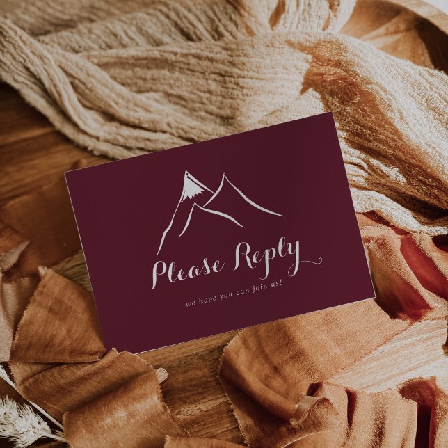 Burgundy White Mountain Menu Choice RSVP Postcard (Creator Uploaded)